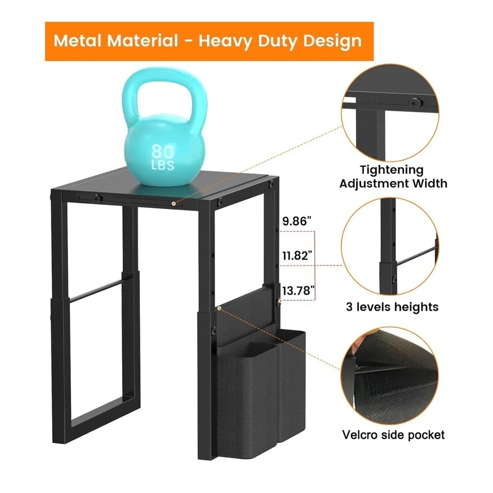 Adjustable Locker Shelf Organizer with Side Pockets Black Metal‎